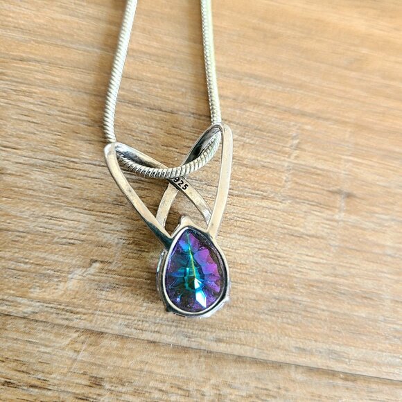 Rainbow Mystic Topaz sterling silver necklace. - Picture 8 of 9